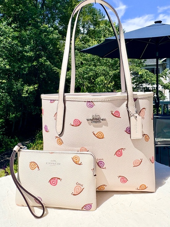 Coach Handbags - COACH City Tote With Snail Print With Matching Wallet CV269